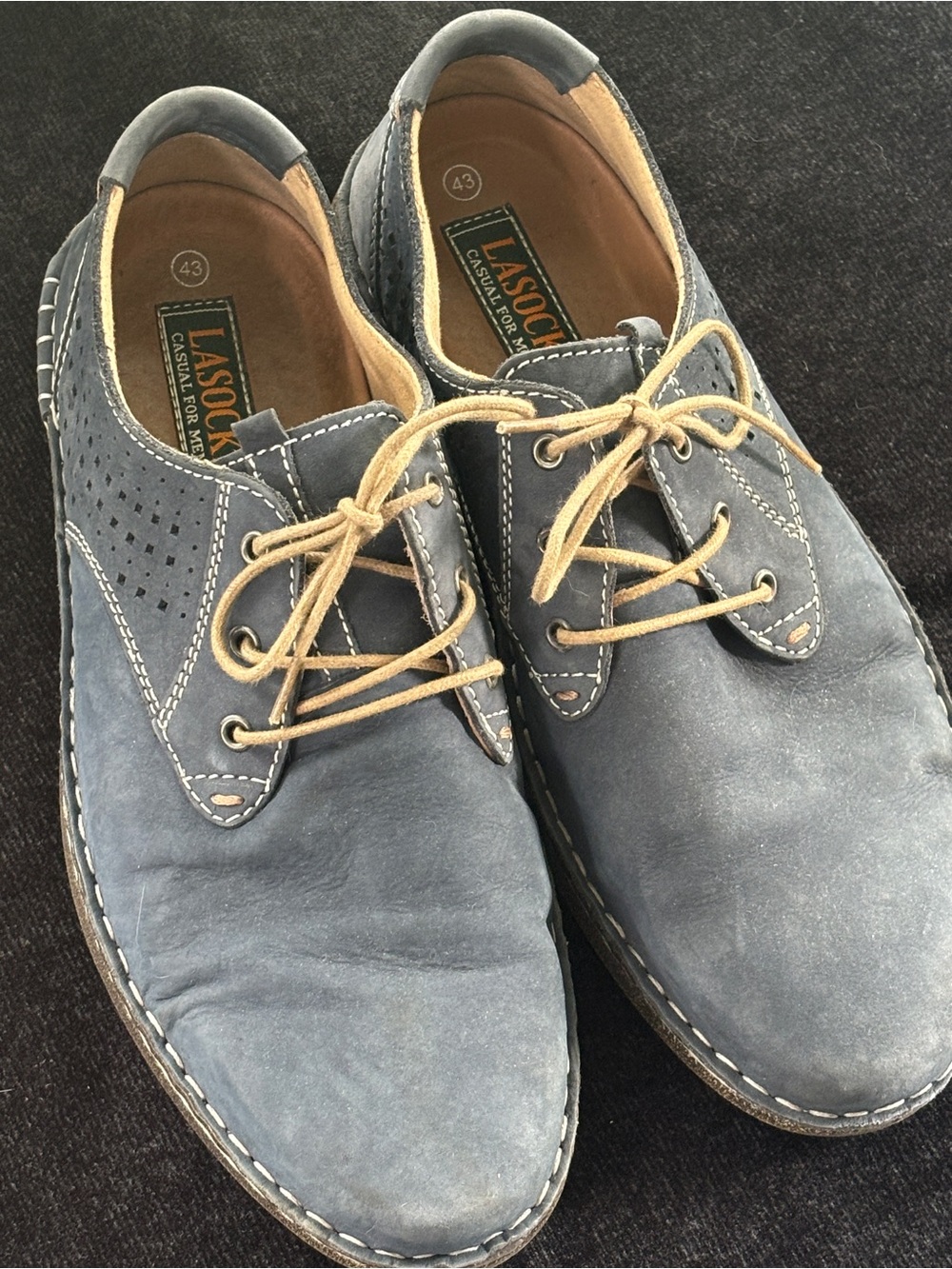 Lasocki EU Men’s Gray Blue Premium Lace-Up Dress Shoes Size US10/EU43
